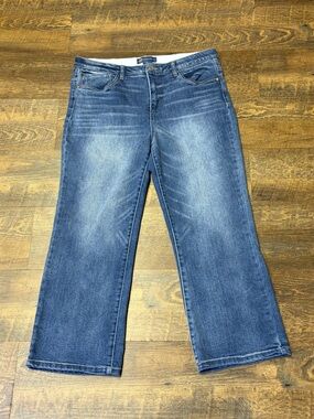 Democracy Ab Solution Cropped Flare Jeans Women’s 14 Blue Stretch Denim